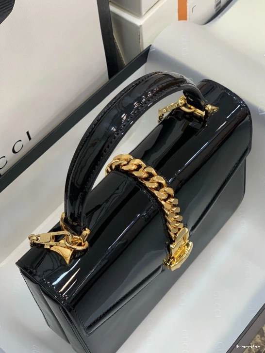 Hyper Peter GUCCI PATENT 1969 BAG HANDLE LEATHER TOP Sylvie MINI 0710